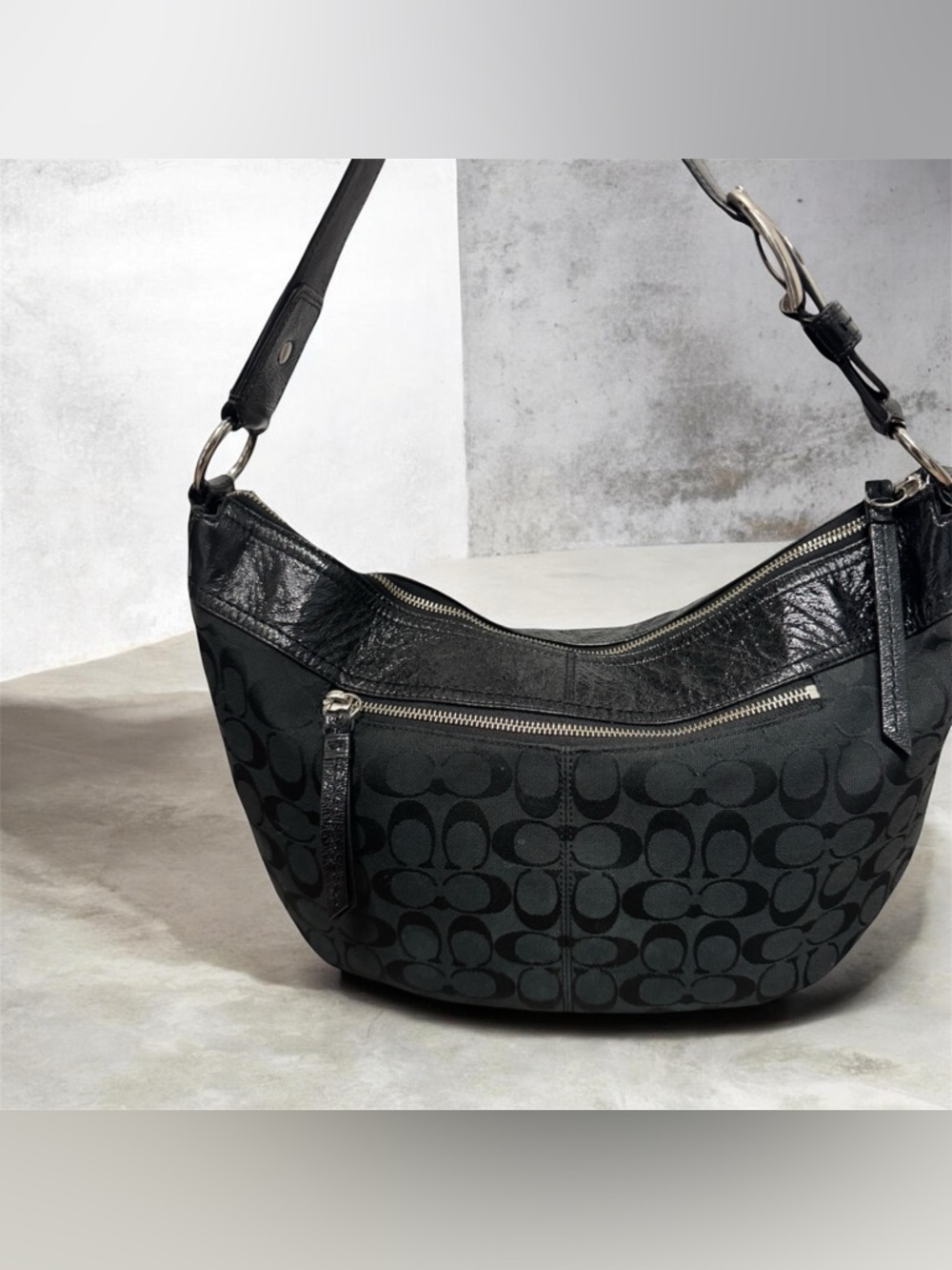 Coach Signature Black Boho Jacquard Canvas Handbag And Wallet - Picture 2 of 16